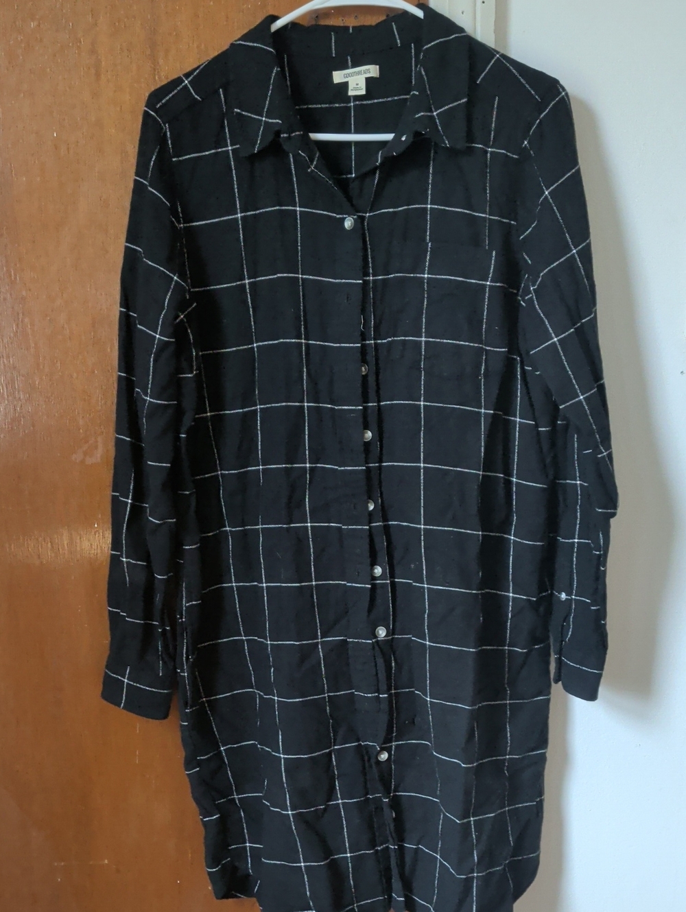 Goodthreads Blue Plaid Button-Up Shirt Dress